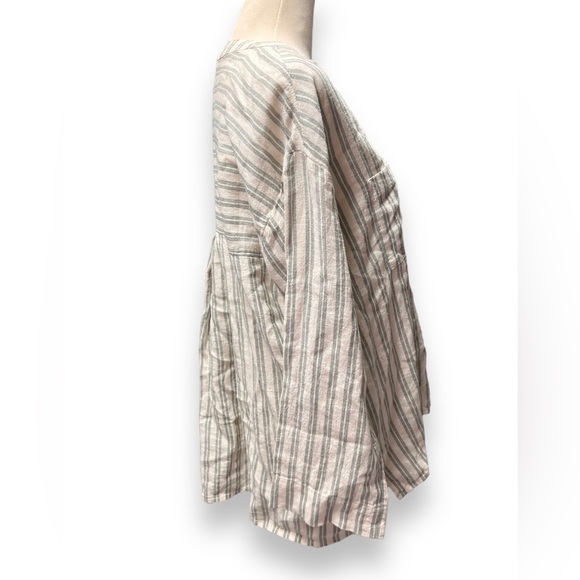 Madewell Linen-Blend Lakeline Popover Shirt in Hester Stripe Xs - Picture 4 of 10